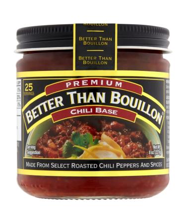 Better Than Bouillon Chili Base, Made from Select Roasted Chili Peppers & Spices, Blendable Base for Added Flavor, 8-Ounce Jar (Single)