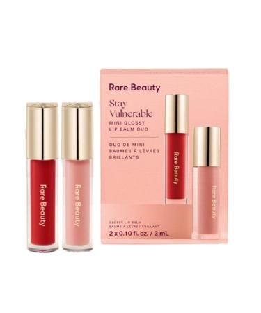 Rare Beauty Stay Vulnerable Mini Glossy Lip Balm Duo - Nearly Petal and Nearly Scarlet - Travel Size