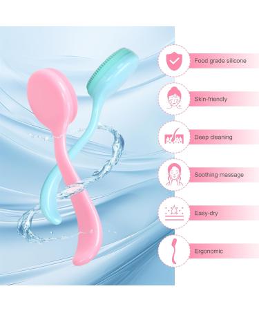 Silicone Manual Facial Cleansing Brush - NADUSEP 2 Pack Soft Bristles Waterproof Exfoliator for Blackheads & Makeup Removal (Blue Pink - Buy Online on GoSupps.com