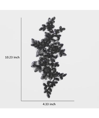 Set of 2 Black Sequin Flower Patches Lace Appliques - Wedding Dress DIY Crafts - Buy Online on GoSupps.com