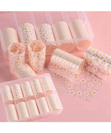 dinio 10 Rolls White Flower Nail Transfer Foils Nail Decals for Nail Art Spring Summer Floral Theme Nail Foil Transfer - Buy Online on GoSupps.com