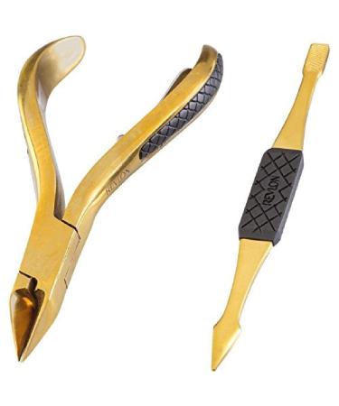 Revlon Gold Series Ingrown Away Set  includes Toenail Nipper and Dual Ended Toenail Tool  Titanium Coated for Maximum Durability