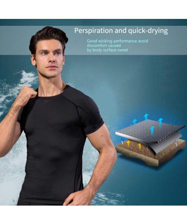 3 Pack Men's Compression Shirts | Short Sleeve Workout T-Shirt Set | Cool Dry Baselayer Sport Tops | Black+White+Gray - Small - Buy Online on GoSupps.com