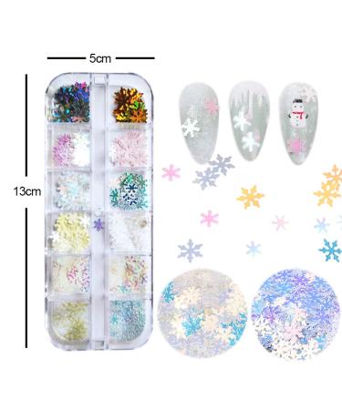 Ebanku Christmas Snowflake Nail Sequin Glitter - 3D Confetti for Nail Art Decoration | Holiday Party Essentials - Buy Online on GoSupps.com