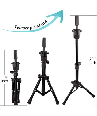 LUNGCYX 23 Inch Wig Head Stand Tripod Set for Wigs Making Display - Mannequin Canvas Block Head, T-pin, Wig Cap, Adjustable Bracket - Tripod Tool Holder for Mounting - Buy Online on GoSupps.com