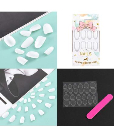 Sethexy Monochrome Oval False Nails - Complete 24-Piece Acrylic Nail Art Tips for Women & Girls - White - Buy Online on GoSupps.com