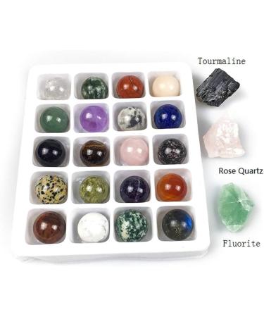 Nuote Crystal Gift Kit for Chakra Balancing Therapy Crystal Sphere Ball Chakra Stones Kit Amethyst Rose Quartz Stone 20pcs Diameter 2cm Healing Energy Raw Crystal Rock Collection with Gift Box - Buy Online on GoSupps.com