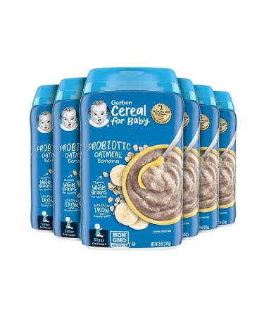 Gerber Baby Cereal 2nd Foods Probiotic, Oatmeal Banana, 8 Ounce (Pack of 6) Oatmeal & Banana