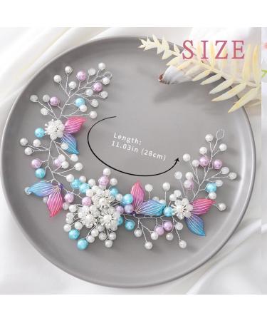 IYOU Mermaid Wedding Hair Vines Silver Pearl Headband Beads Princess Bridal Headpiece Hair Accessories for Flower Girls - Buy Online on GoSupps.com