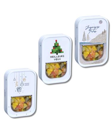 Set of 3 Boxes of Traditional Multifruit Candy Berlingots - Special Happy New Year Edition - Gourmet Gift to Wish Your Best Wishes - Guest Gift Idea - 200g