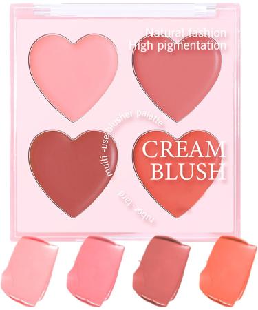 Blush Palette 4 Colored Facial Cheeks Blush Palette Mixable Cosmetics Makeup for Date Event Holiday Travel and Wedding - Buy Online on GoSupps.com