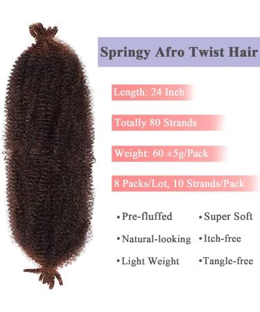 Leeven 24 Inch Pre-Separated Springy Afro Twist Hair 8 Packs Popping Spring Twist Hair for Marley Locs Braiding Hair 10 Strands/Pack Black Pre-fluffed Afro Kinky Curly Natural Hair Extensions /T30# 24 Inch (Pack of 8) T30# - Buy Online on GoSupps.com