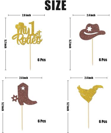 24Pcs My 1st Rodeo Cupcake Toppers Cowboy Cowgirl 1st Birthday Cupcake Toppers Boots Hats Western Themed Cupcake Dessert Decor Fiesta Baby Shower Party Decorations - Buy Online on GoSupps.com