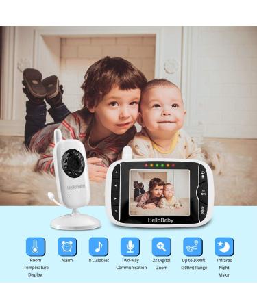 HelloBaby HB32 Wireless Video Baby Monitor | 3.2 Inch Screen | Night Vision | Temperature Monitoring | 2 Way Talkback | UK Interface Plug - Buy Online on GoSupps.com