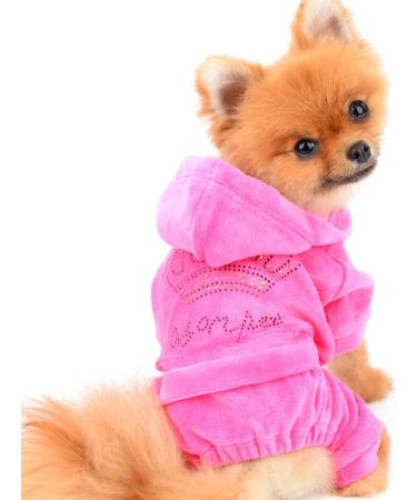 SELMAI Rhinestone Crown Dog Hoodie Jumpsuit XS Pink - Buy Online on GoSupps.com