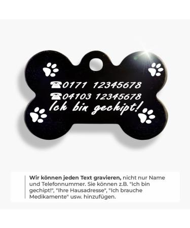 Personalized Bone-Shaped Pendants for Dogs & Cats | Ibera Gifts - Engraved Dog Collar Tags (Black with Paws) - Buy Online on GoSupps.com