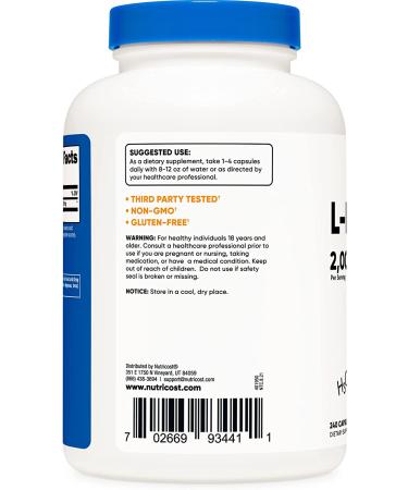 Nutricost L-Isoleucine 2000mg | 240 Capsules (60 Servings) | High-Quality Amino Acid Supplement - Buy Online on GoSupps.com