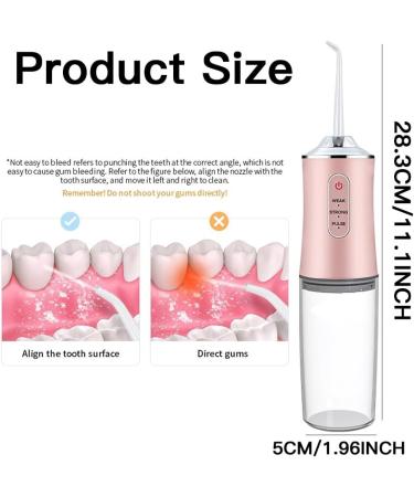 Portable Cordless Water Flosser for Teeth - 4 Jets 3 Modes IPX7 Waterproof Rechargeable Oral Irrigator - Eco-Friendly Pink Tooth Flosser - Buy Online on GoSupps.com