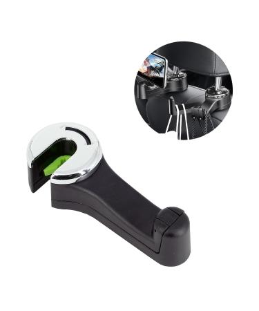 Viwavee 2 in 1 headrest holder car hook with cell phone holder 360 tail hook car seats for bags wallets fabric food back seat auto organizer handbag holder car (silver-1 pack).