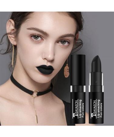 Long-Lasting Black Matte Lipstick - Waterproof High Pigment Non-Stick Cup | Dark Color Makeup - Buy Online on GoSupps.com