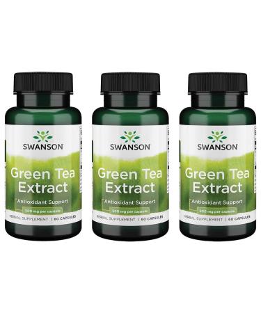 Swanson Green Tea Extract 500 Milligrams 60 Capsules (3 Pack)