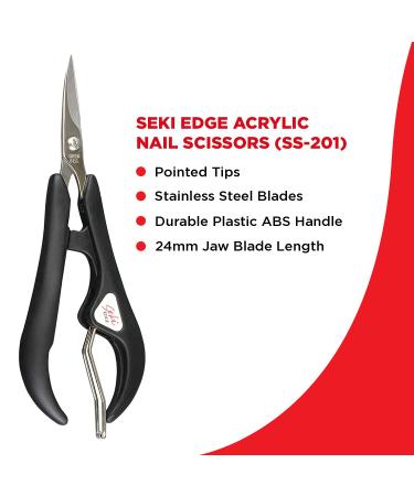 SEKI EDGE SS-201 Acrylic Nail Scissors - Precision Stainless Steel Cuticle Trimmers for Professional Nail Care - Buy Online on GoSupps.com