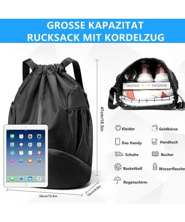 Allzbst Waterproof Gym Bag & Sports Backpack for Men & Women | Football Bag with Cord | Black Sports Bag - Buy Online on GoSupps.com