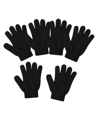 SDENSHI 6Pcs Exfoliating Gloves Full Body Scrub Shower or Bath Exfoliating Accessories for Men and Women - Black