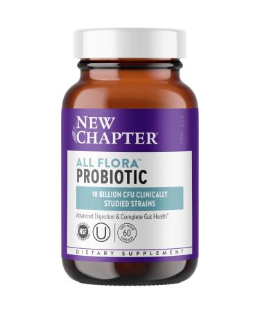New Chapter Probiotic All-Flora - 60 ct (2 Month Supply) for Advanced  Immune Support with Prebiotics + Postbiotics for Women and Men + Saccharomyces Boulardii + 100% Vegan +  Non-GMO + Shelf Stable 60 Count (Pack of 1)