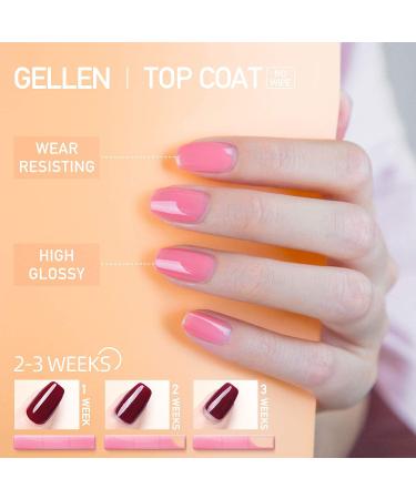Gellen No Wipe Top Coat Base Coat for Gel Nail Polish - Long Lasting High Gloss Finish 0.27 fl oz - Buy Online on GoSupps.com
