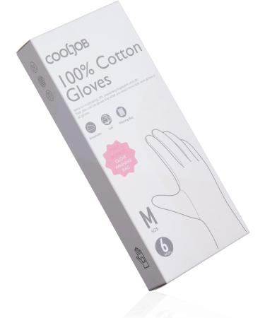 COOLJOB White Cotton Gloves for Women and Men 6 Pairs Eczema Gloves with a Free Wash Bag 100% Cotton Moisturising Protective Gloves for Dry Hands Jewelry Inspection (6 Pairs Size S-M) - Buy Online on GoSupps.com