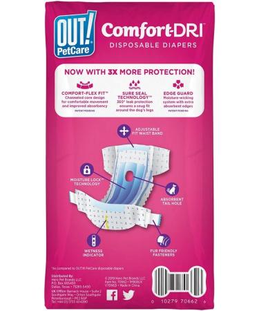 OUT! Pet Care Disposable Female Dog Diapers XS/S 16 count - Absorbent & Leak Proof Fit - Buy Online on GoSupps.com