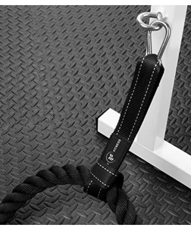 Battle Rope Anchor Strap Kit - Heavy Duty Reinforced Nylon | Easy Setup, Stops Damage | Stainless Steel Carabiner | Exercise Guide - Black/White - Buy Online on GoSupps.com
