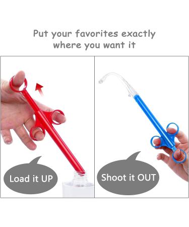 Lube applicator for Women Men with Smooth Rounded tip & Cap No Sharp Edges Reusable Easy to use/Clean Dosage Markings 10ml Scales (Blue & Red) - Buy Online on GoSupps.com