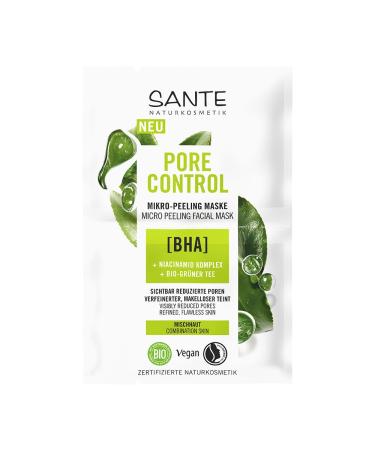 Sante Naturkosmetik SANTE Naturkosmetik Pore Control BHA Micro-Exfoliating Mask with Mattifying Organic Green Tea BHA Complex and Niacinamide Vegan Mask for Combination Skin Pore-Refining Facial Cleanser 8 ml