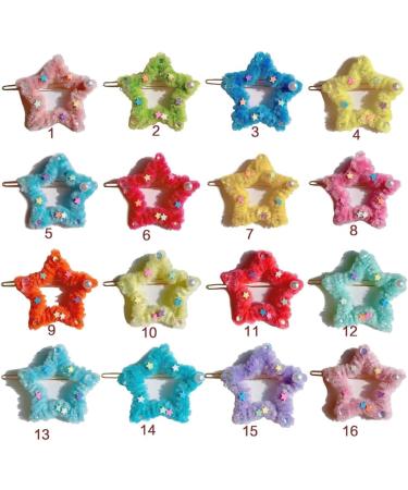 hgnxa Spring Plush Star Side Hairpin for Woman Cute Sweet Style Charm Hair Clip Aesthetics Hair Accessories 13 light blue - Buy Online on GoSupps.com