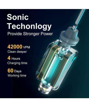 SUNPRO Sonic Electric Toothbrush 2 Pack - 6 Modes, 8 Brush Heads, 2 Minute Timer - Black+White - Buy Online on GoSupps.com