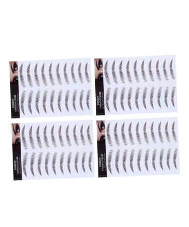Housoutil 4pcs Eyebrow Stickers False Eyebrows for Women Water Transfer Eyebrow Sticker 6d Template Make up