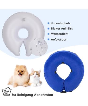 NASJAC Inflatable Hinge Dog & Cat Collar | Adjustable Soft Comfort & Leak Protection | XL Blue | Wound Care After Surgery - Buy Online on GoSupps.com