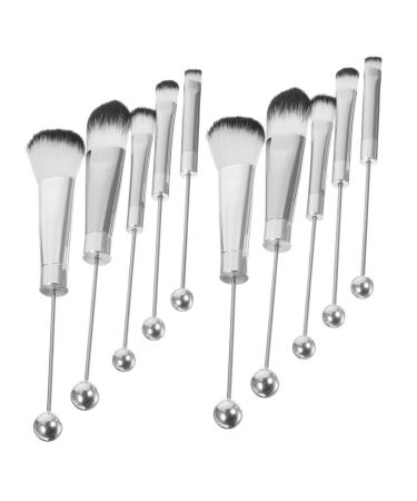 FRCOLOR 2 Sets Metal Handle Makeup Brush Eye Shadow Eyebrow Brush Eyeshadow Loose Powder Brush Eye Makeup Brush Makeup Brush for Women Blush Brush Concealer Brush Beaded Stainless Steel