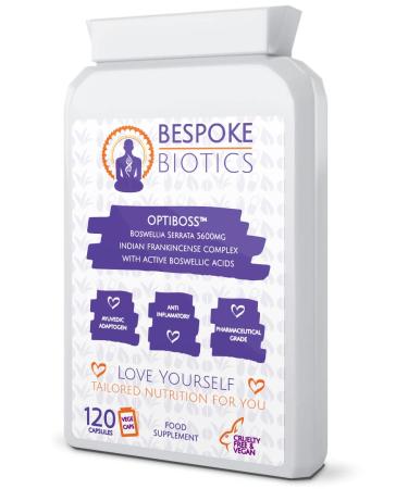 Boswellia Serrata 5600mg 120 Capsules (V) OPTIBOSS Strong Anti-inflammatory & Joint Support Lung Skin & Gut. Indian Frankincense Vegan Made in The UK to high GMP Standards
