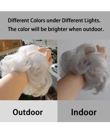 Observe your hair color outdoors! iLUU Women's Curly Messy Bun Hair 2 Piecess Scrunchie Wigs Extensions Silver Color Wavy Synthetic Updo Curly Hair Bun Extension Haipieces - Buy Online on GoSupps.com