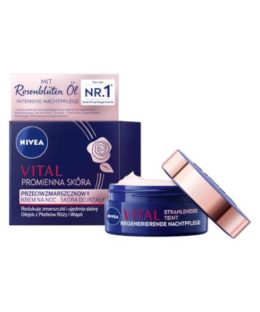 NIVEA Vital Regenerating Night Cream (50 ml) for the face for vital and healthy skin, night cream with rose petal oil, calcium and creatine