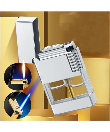 2024 Butane Lighter Windproof Direct Jet Dual Flame Lighter Soft Flame/Jet Flame Switchable Gas Lighter Lighter with Observation Window Metal Lighter Men's Gift (Gas Not Included)(Gold) - Buy Online on GoSupps.com