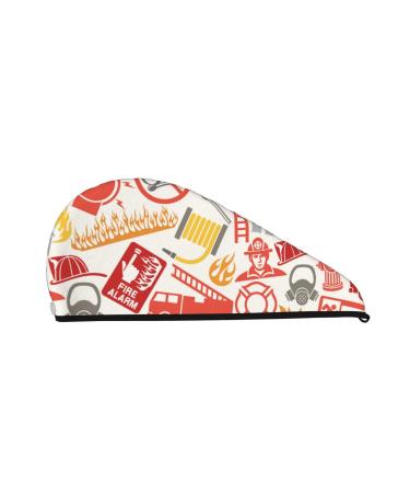 Firefighter Icons Microfiber Hair Towel Soft Super Absorbent Hair Towel Wrap for Women Coral Velvet Quick Dry Hair Cap for Long Curly and Thick Hair