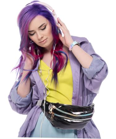 OFFSCH 1pc Men's Women Body Pocket Pu Bags Cross Fashion Sequin Belt Fanny Girls Waist Material 28X14X4cm Black - Buy Online on GoSupps.com