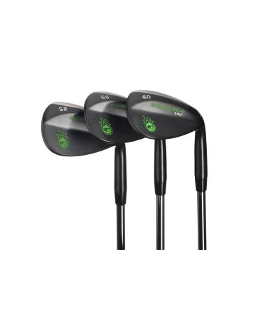 BombTech - Premium Golf Wedge Set - 52, 56, 60 Degrees Golf Wedges - Max Groove for Increased Spin - Black Wedges