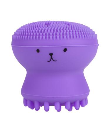 Cute silicone facial brush 3-in-1 small facial cleaning brush skin care for children facial washers for deep peeling (purple)