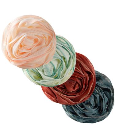 Healeved 4pcs Rose Bath Ball Men Shower Gel Bathing Mesh Pouf Shower Ball Bath Shower Sponge Mens Bodywash Shower Puff Body Scrub Wash Reusable Loofah Mens Loofah Net Super Soft or Travel