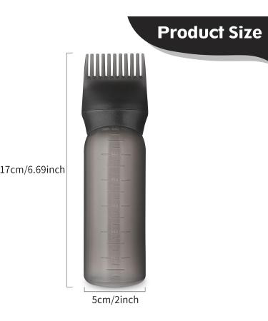 WLLHYF 2 Pack Root Comb Applicator Bottle 6 Ounce Hair Dye Bottle Brush Hair Oil Squeeze Bottles Plastic Hair Root Comb Color Applicator with Graduated Scale (Black) - Buy Online on GoSupps.com